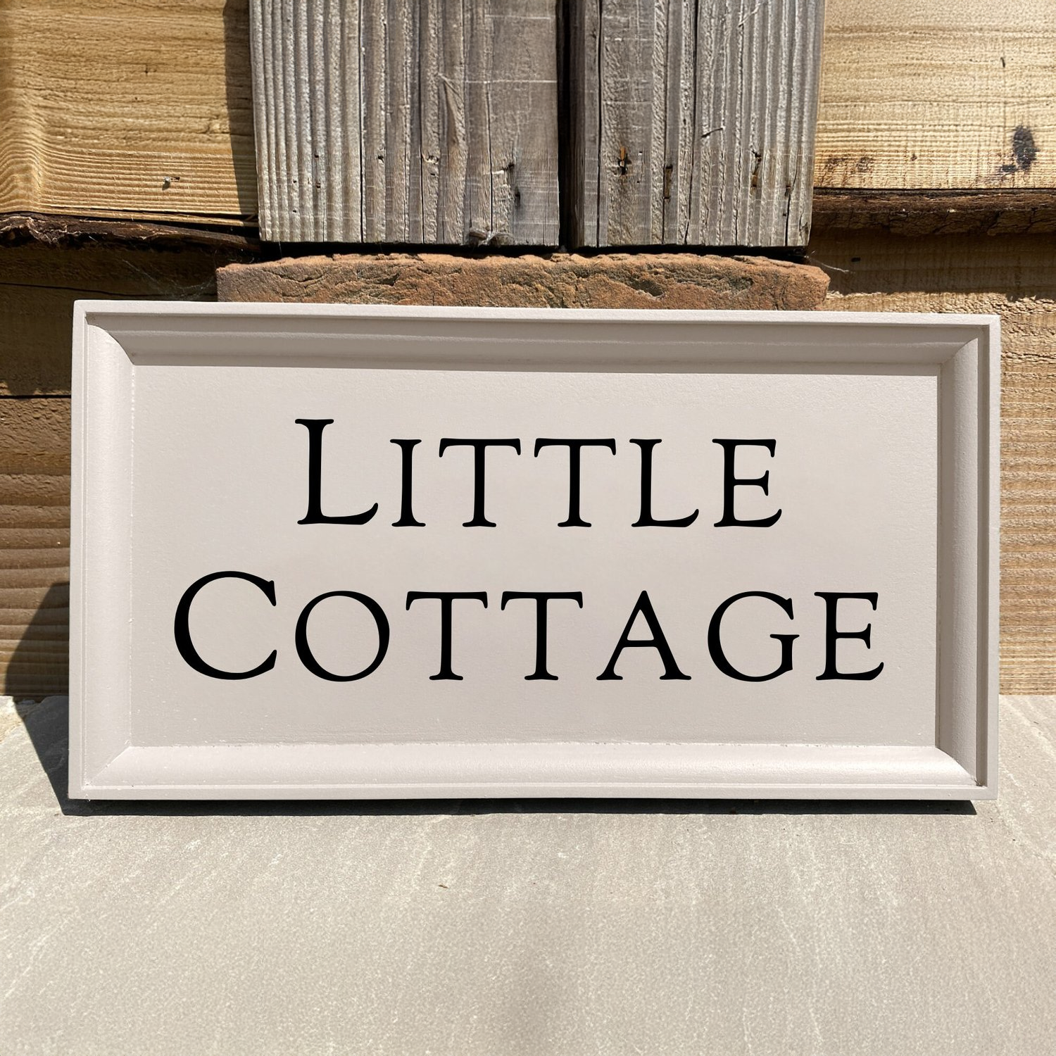 'Classic' Painted Framed House Sign-House Sign-Rose & Wild-15cm x 26cm-Farrow & Ball Elephants Breath-Black-Rose & Wild